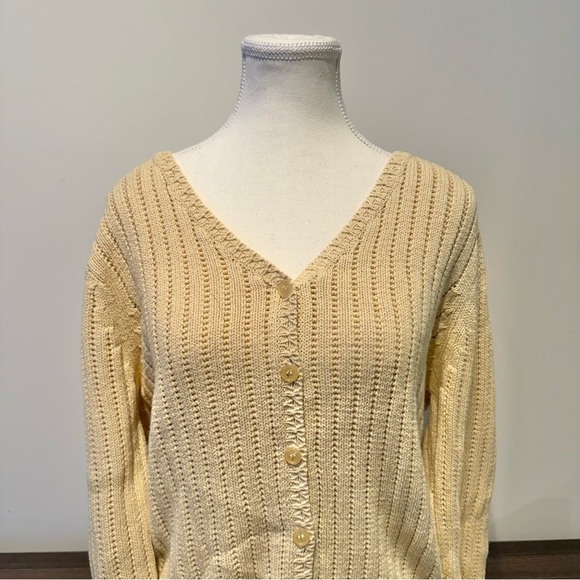 Jessica Sports | women's medium butter yellow Button-Up vintage Cardigan - Picture 2 of 6